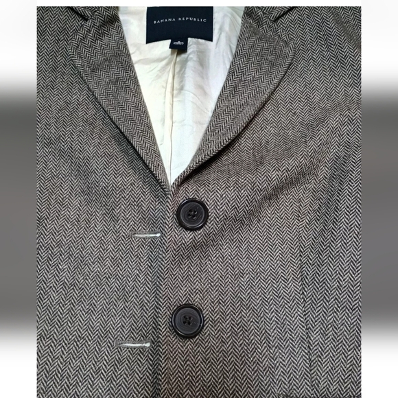 Banana Republic Women's Wool Work Office Blazer Brown Herringbone Pockets Size 2 - Picture 5 of 10